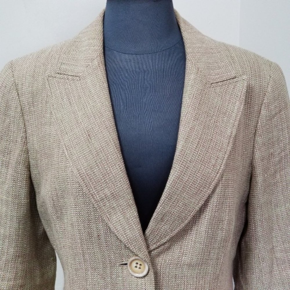 Lafayette 148 Blazer Silk Linen Blend 3/4 Sleeve - Picture 2 of 8